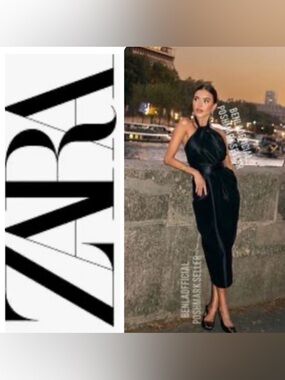 Zara limited edition black taffeta halter dress - NWT size XS $229